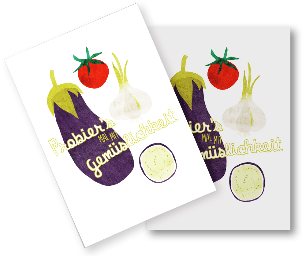 Postkarte Probiers mal mit Gemüslichkeit edition dreiklein